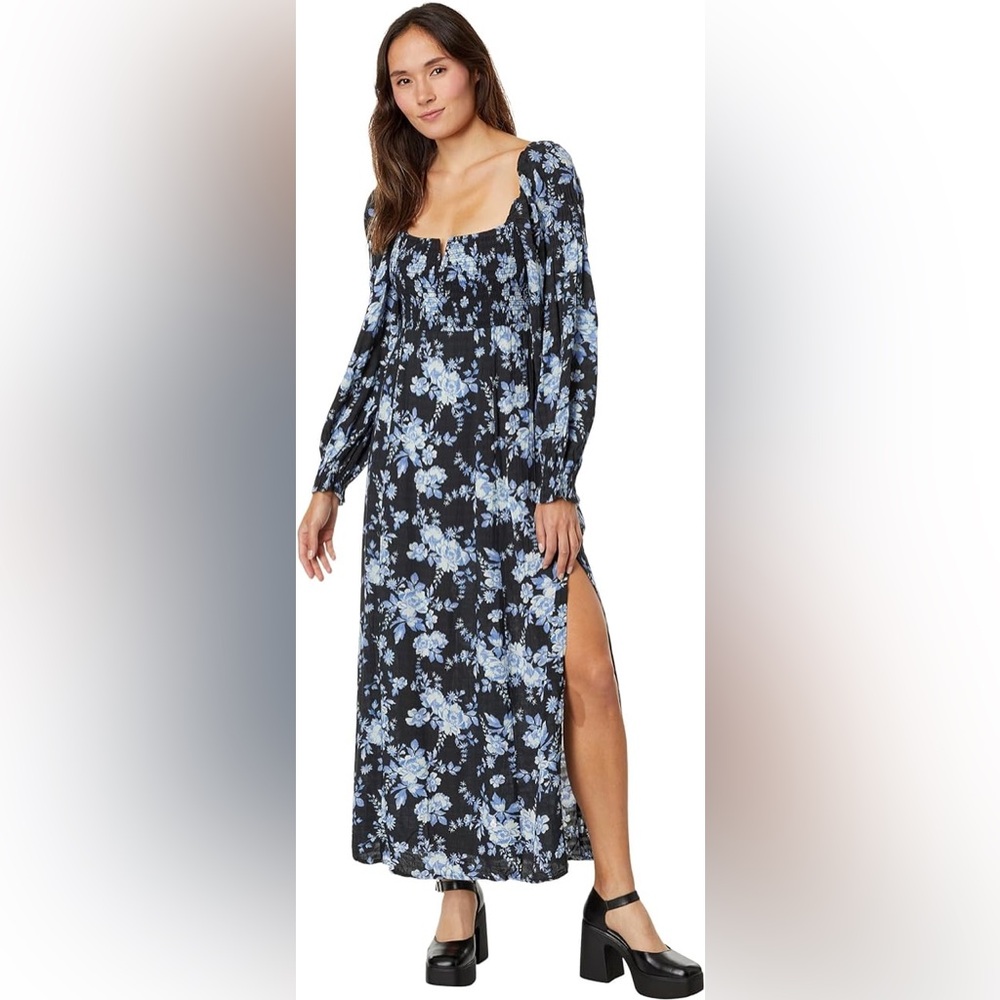 Free People Blue Floral Dress EUC Size M